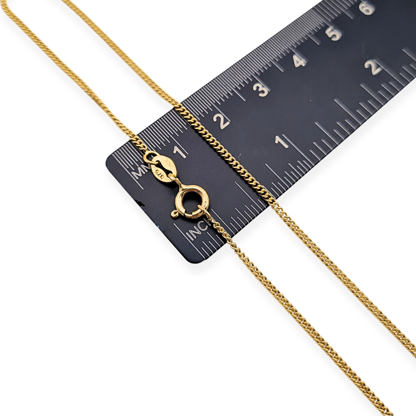 18" Gold Round Curb Chain Necklace, British Hallmarked 9ct, Spring Clasp