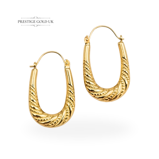 9ct Gold Gypsy Hoop Earrings, Lightweight Hollow Hoops