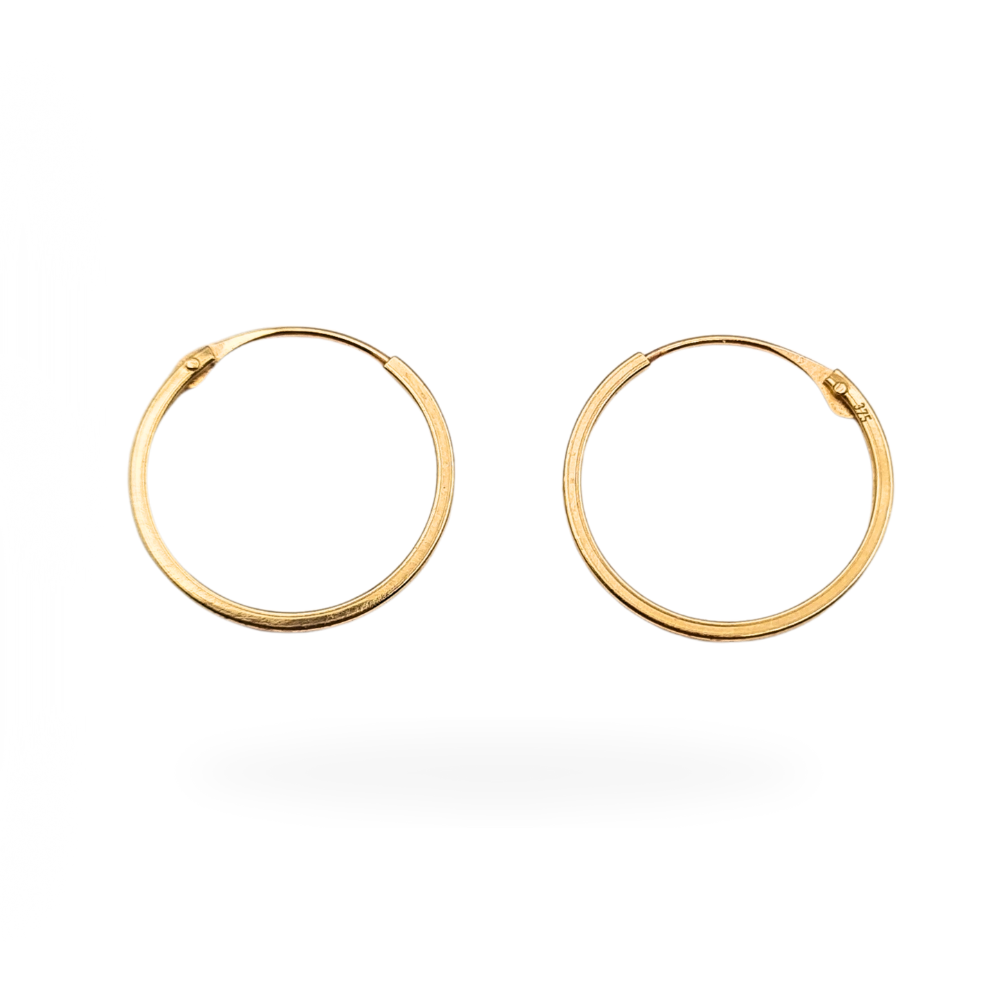 9ct Gold Sleeper Hoops, 15mm Small Hinged Earrings