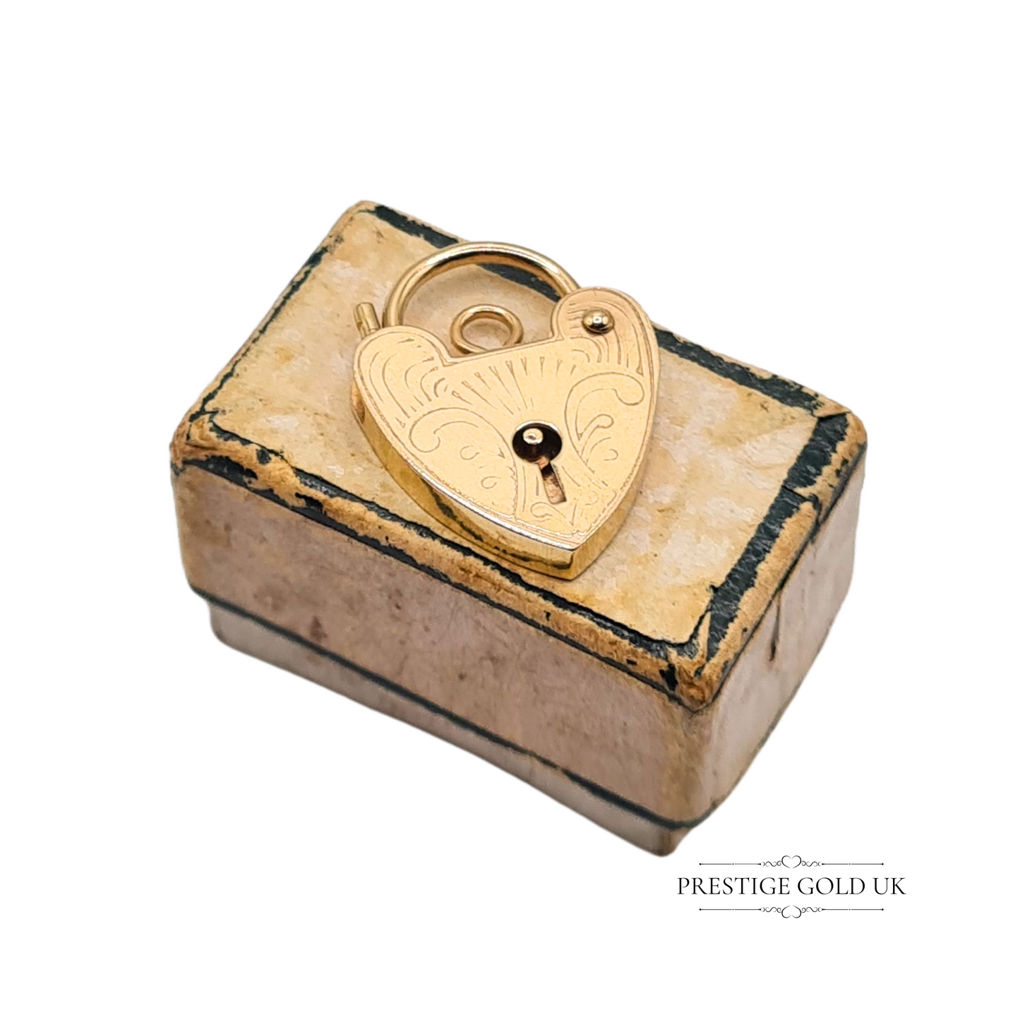 9ct Gold Heart Padlock Pendant ASJ London 1978 Hallmarked 20mm x 15mm