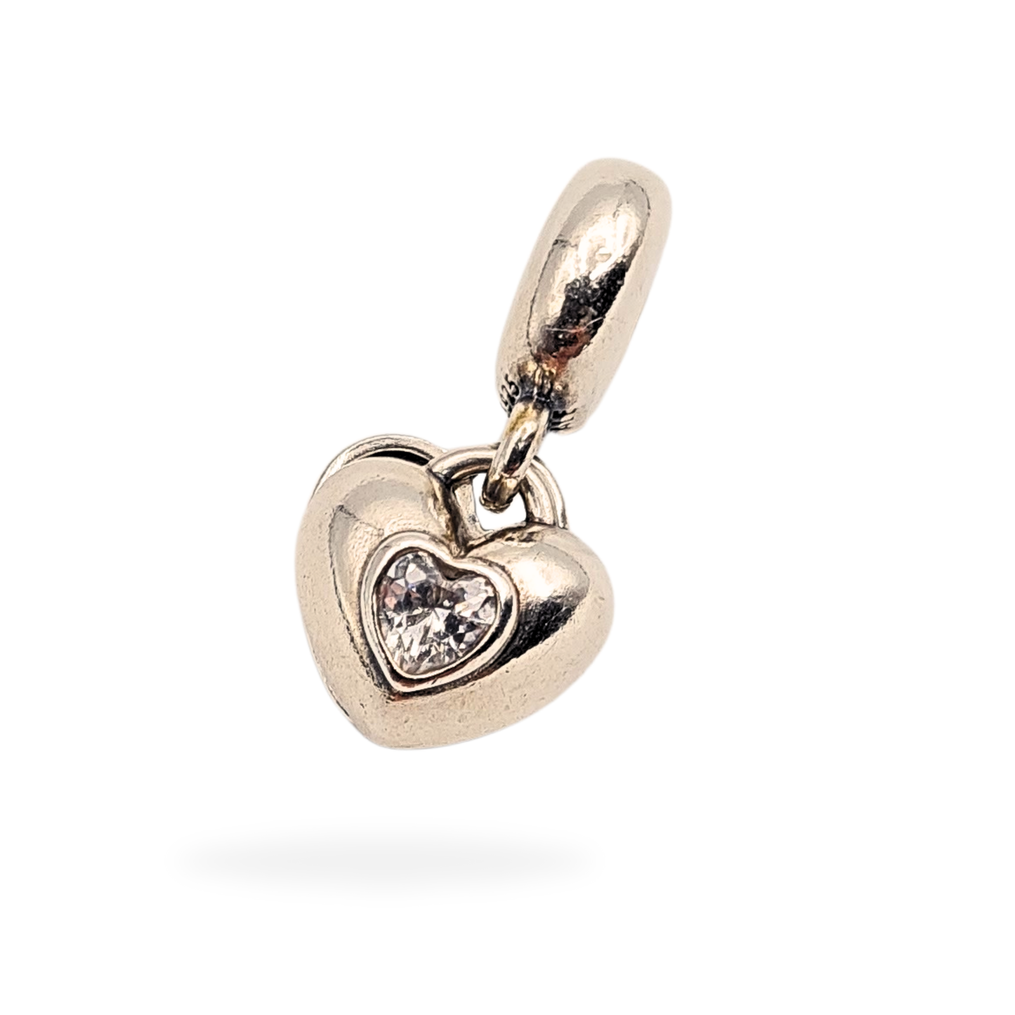 Pandora You & Me Split Heart Charm S925 ALE Silver CZ