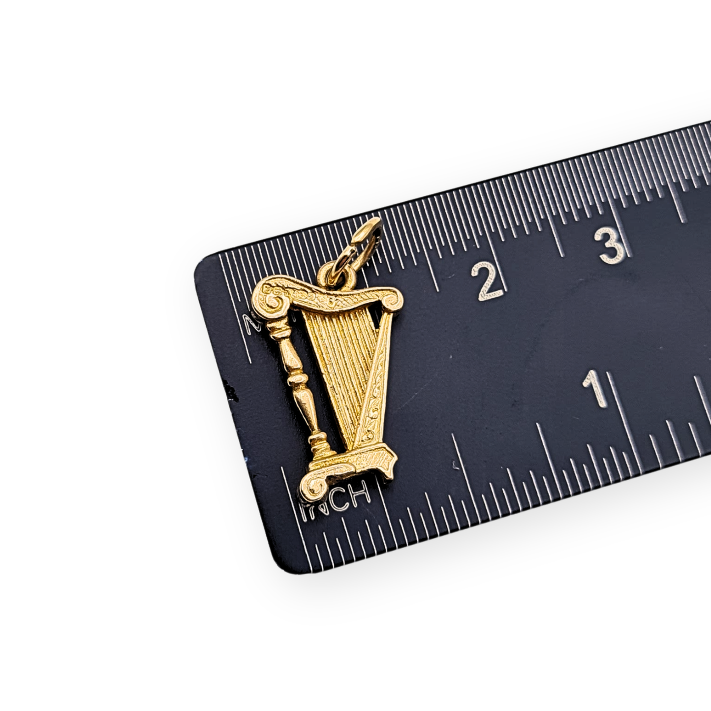 9ct Gold Harp Charm, Small Musical Instrument Pendant