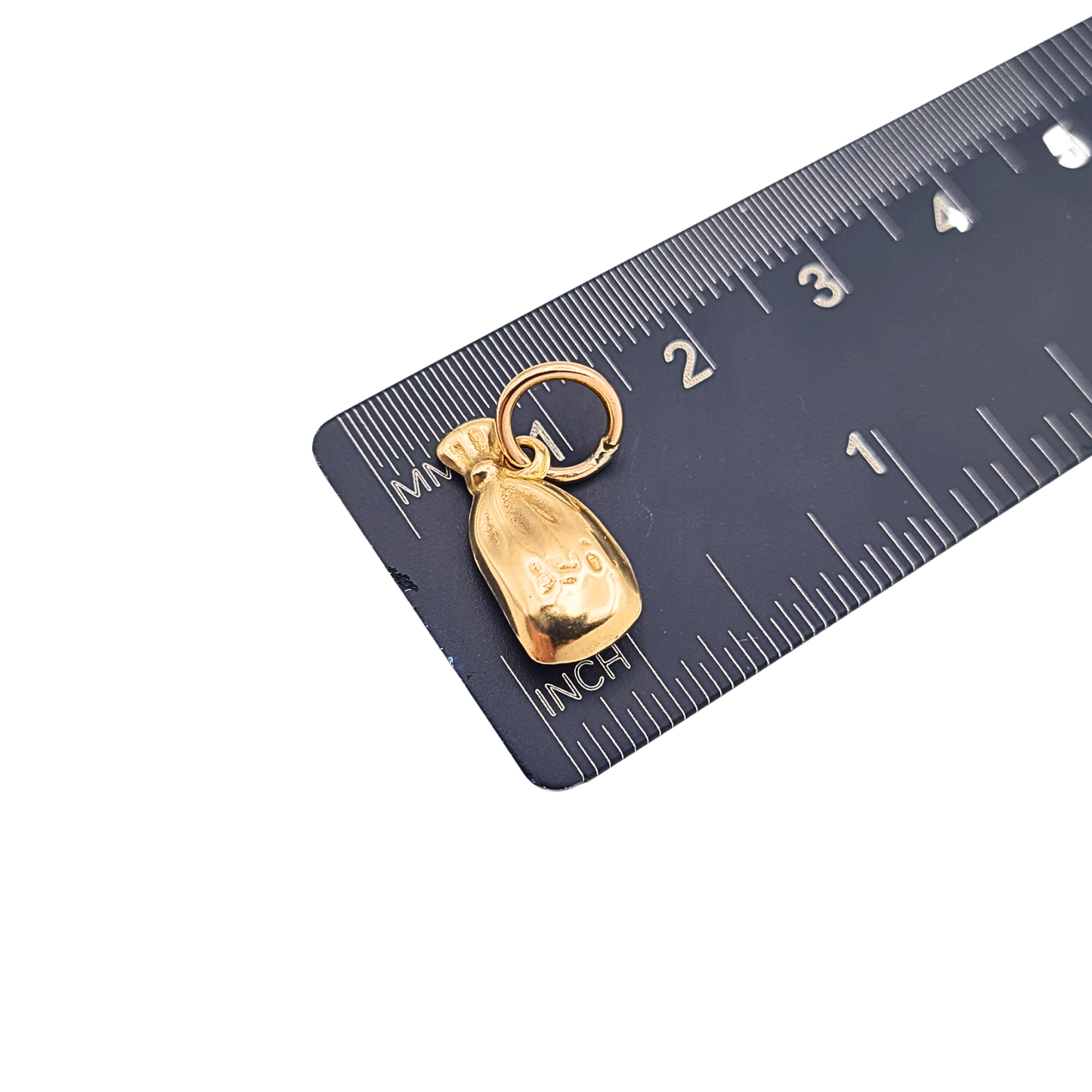 Small 9ct Yellow Gold Money Bag Charm Hollow Lucky Sack Pendant