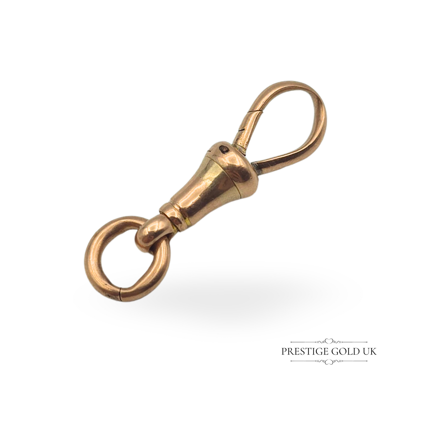 Antique 9ct Rose Gold Dog Clip for Albert Chain, Stamped 375, 23mm Long