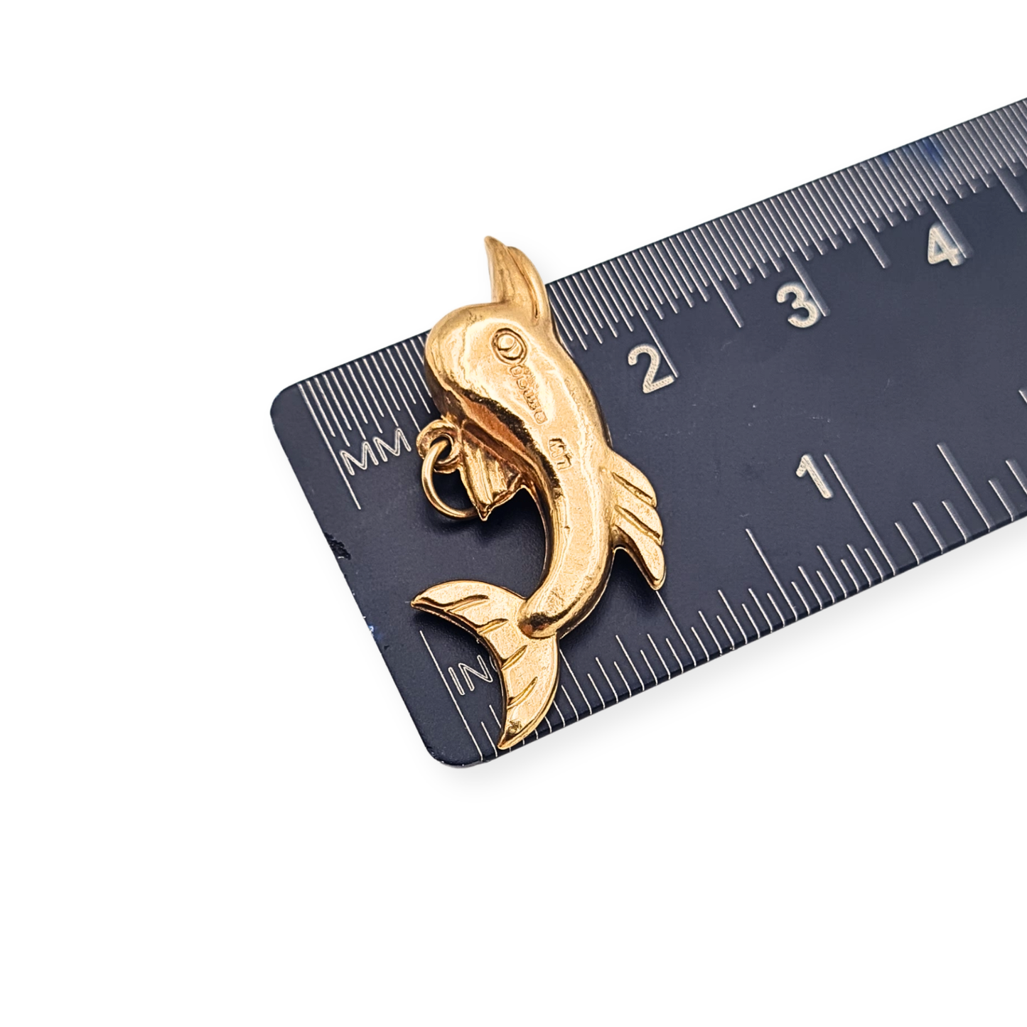 Vintage 9ct Gold Puffy Dolphin Charm Pendant Full British Hallmarks