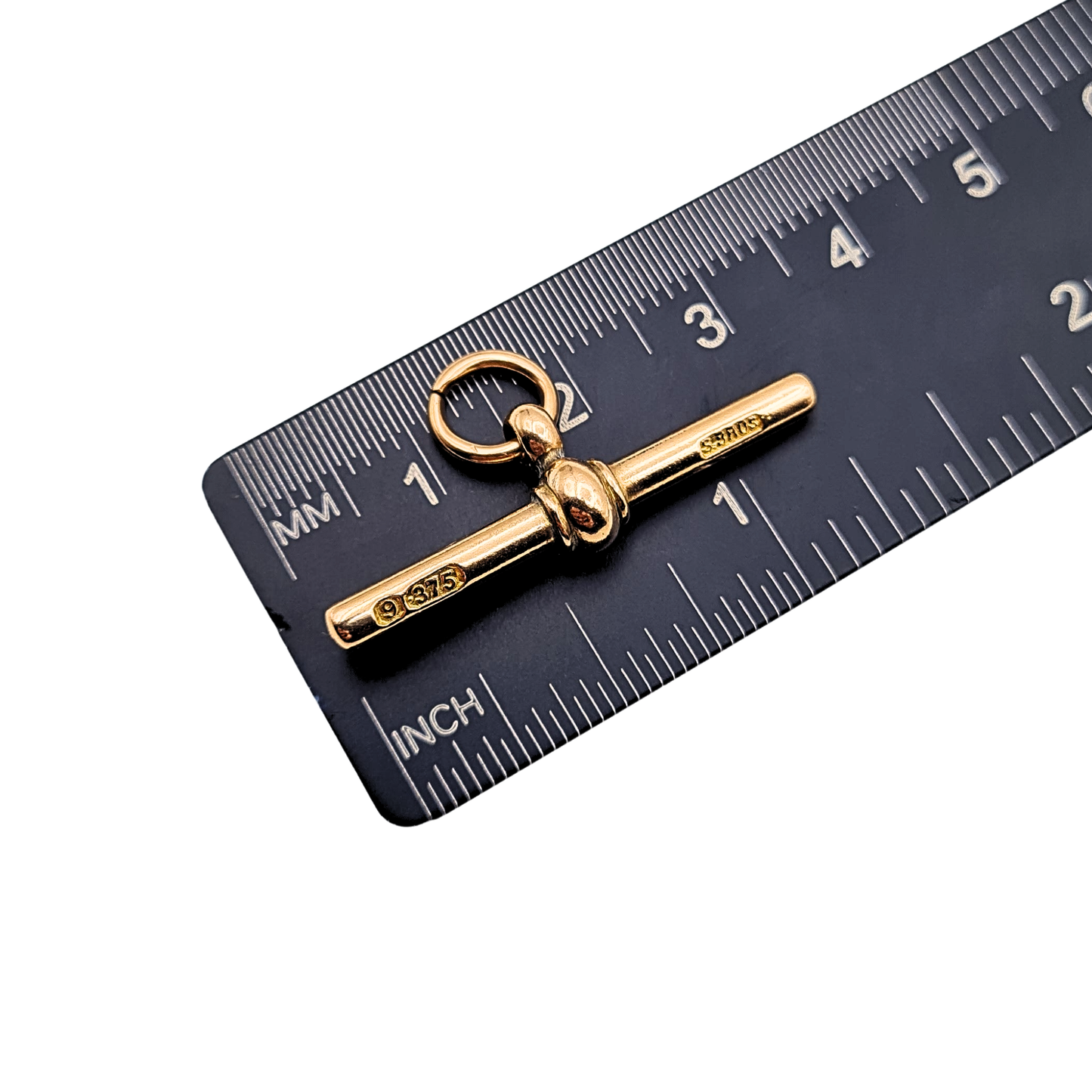 Antique 9ct Solid  Rose Gold Albert T Bar, Stamped 375