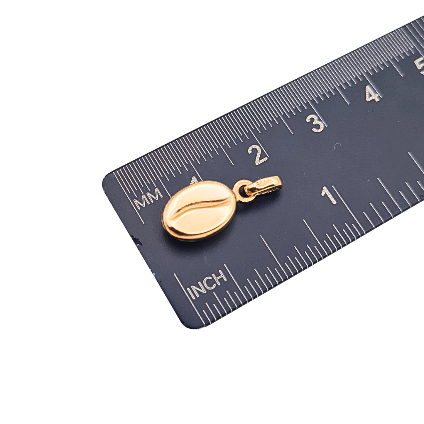 9ct Gold Coffee Bean Charm Pendant Tiny Satin Finish