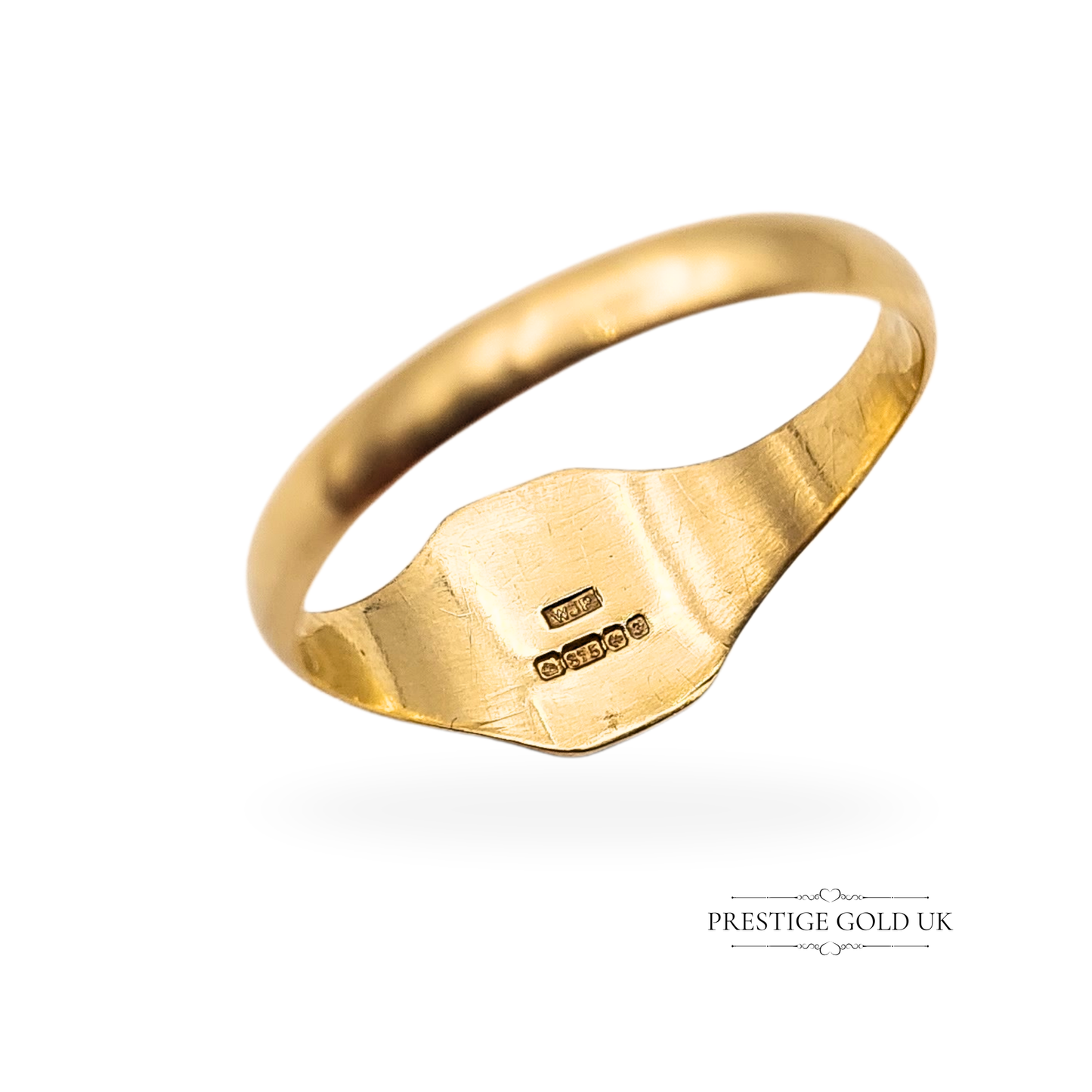 9ct Small Gold Signet Ring, UK M 1/2 US 6 1/2, Dainty Ring With Engraved Face