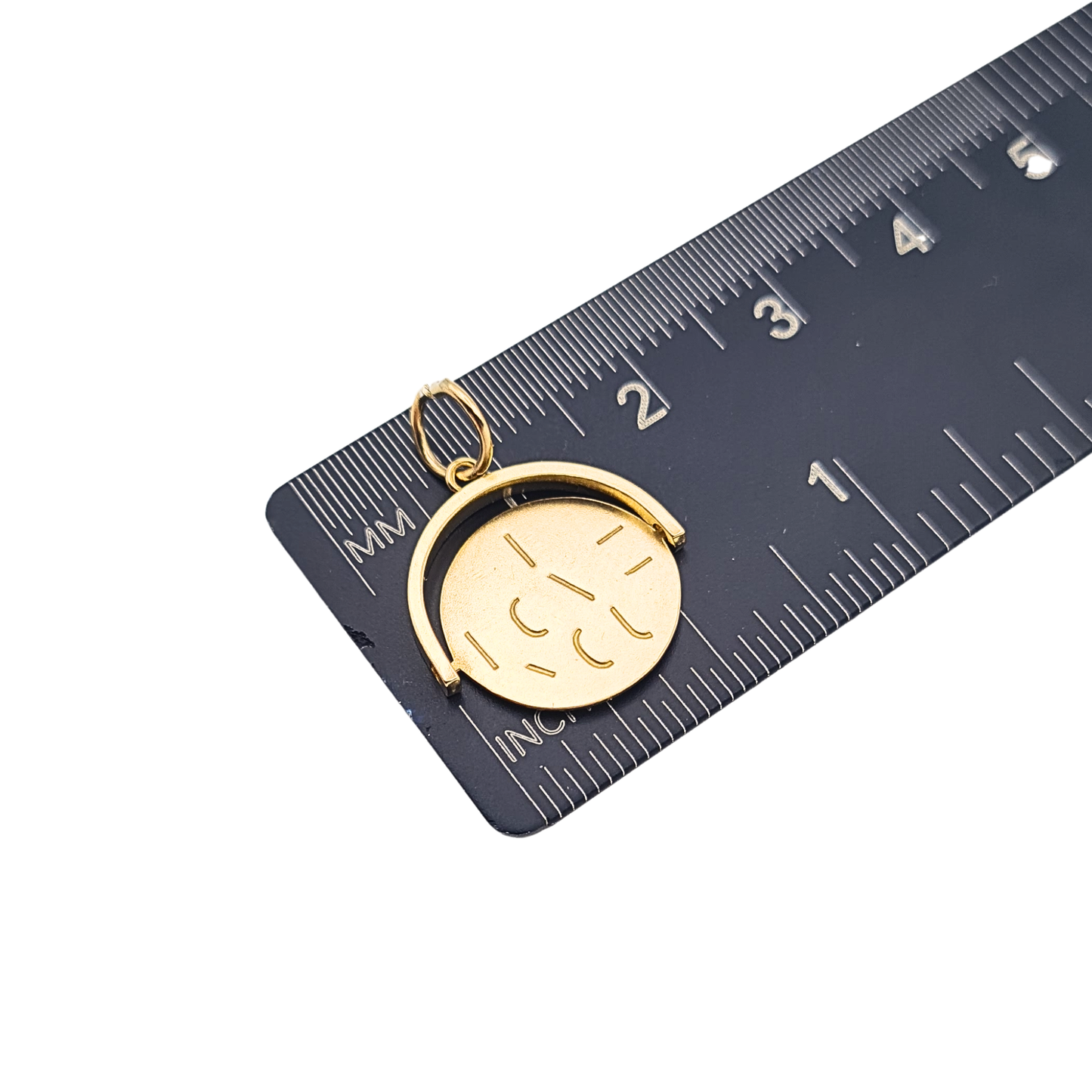 Small 9ct Gold I Love You Spinner Charm Round Moving Pendant