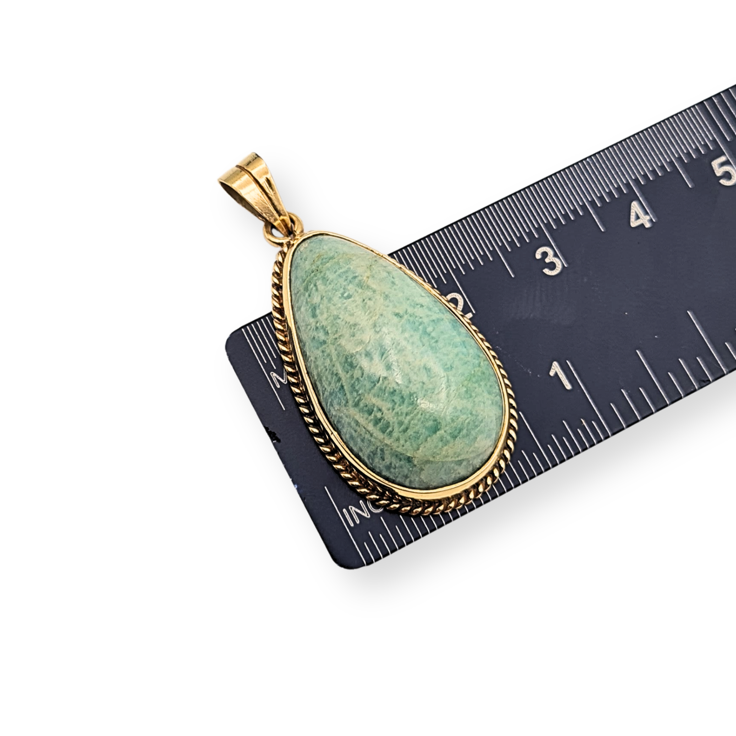 Large 9ct Gold Green Gem Pendant, Teardrop Cabochon