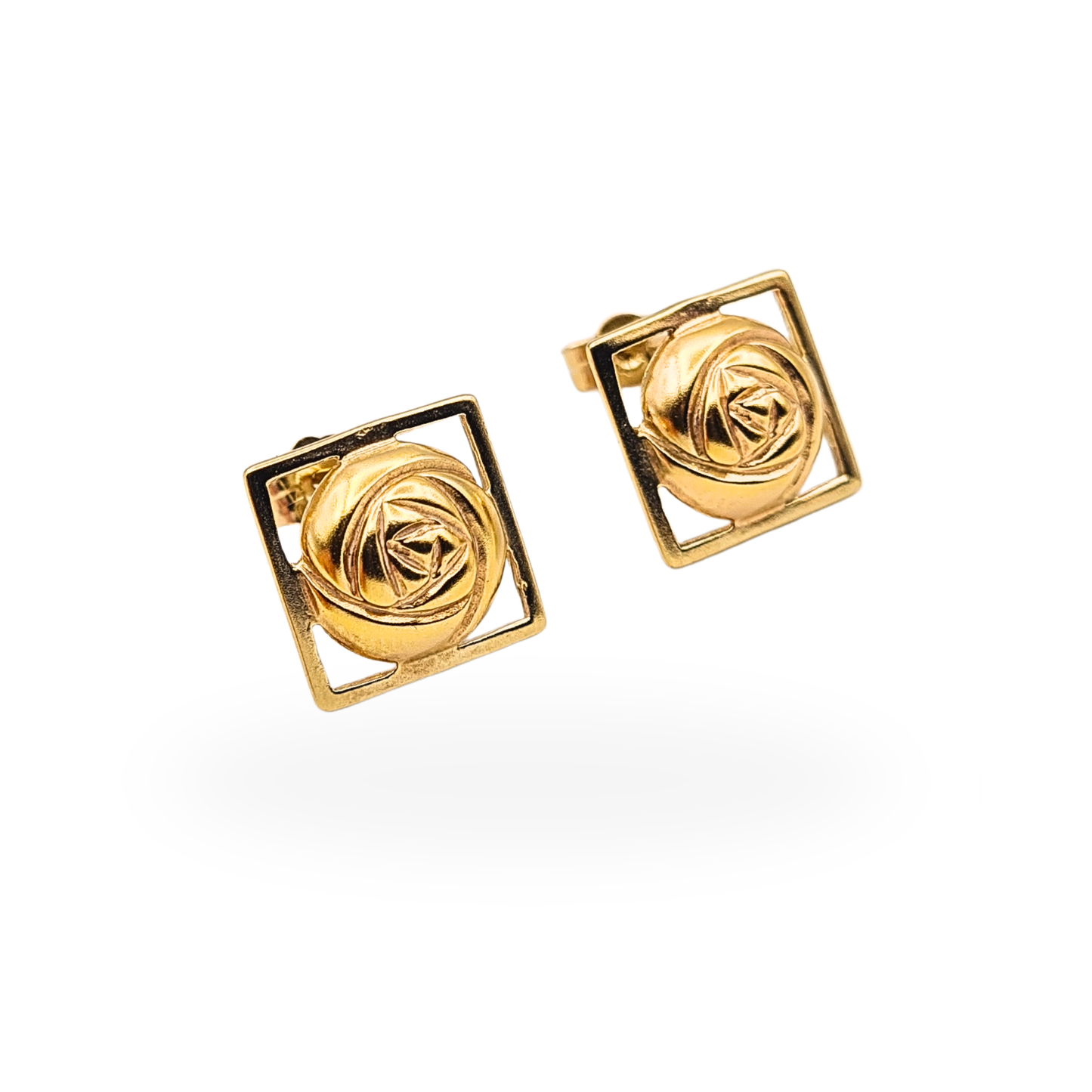 9ct Gold Kit Heath Glasgow Rose Stud Earrings Charles Rennie Mackintosh Style