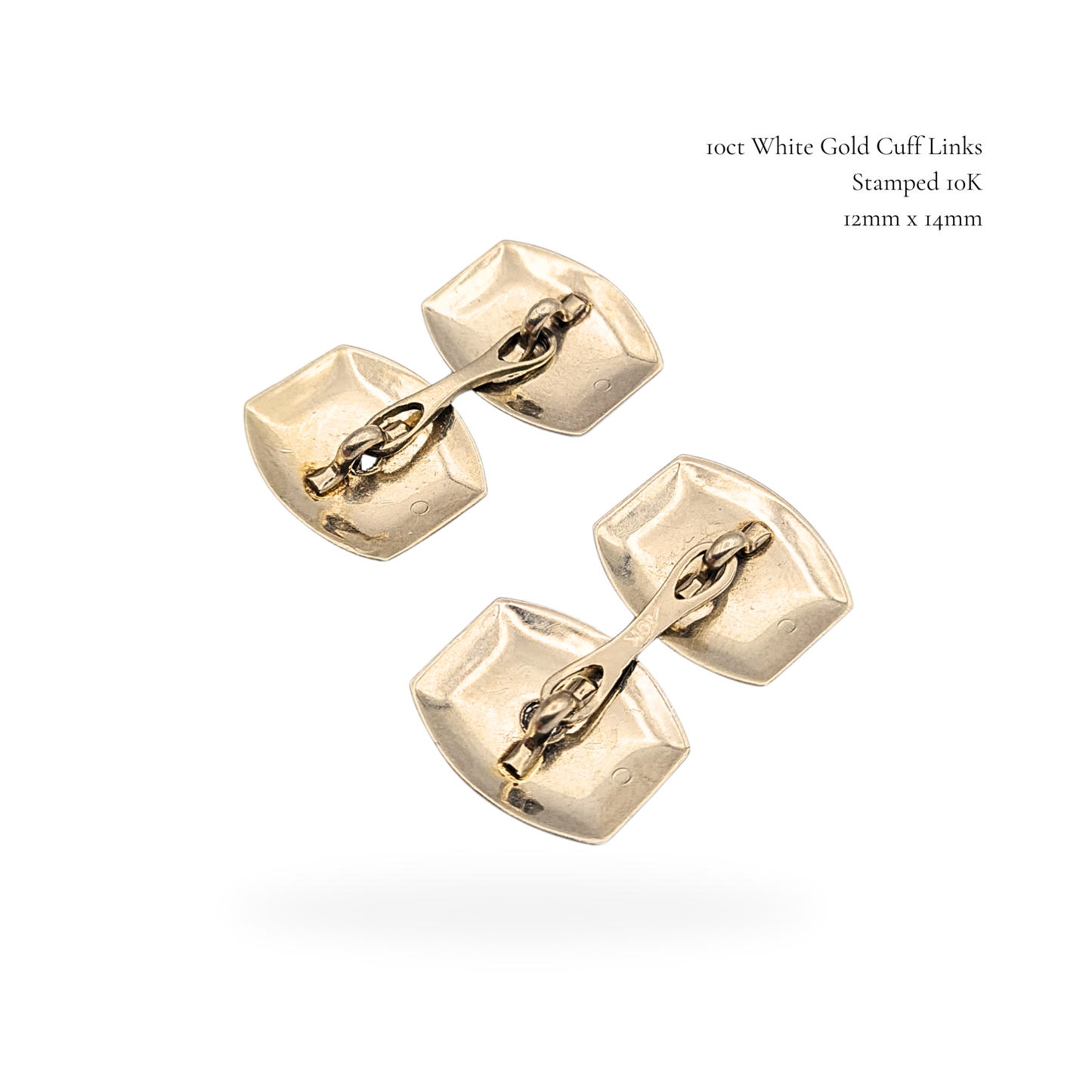 10ct White Gold Diamond Cufflinks, Art Deco Style, 10k Stamp