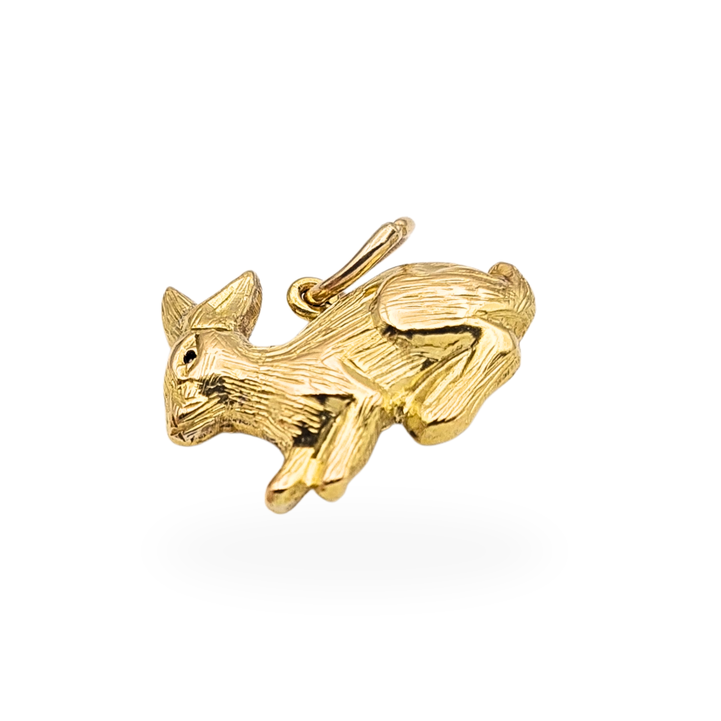 9ct Gold Rabbit Charm, Puffy Bunny Pendant 14mm