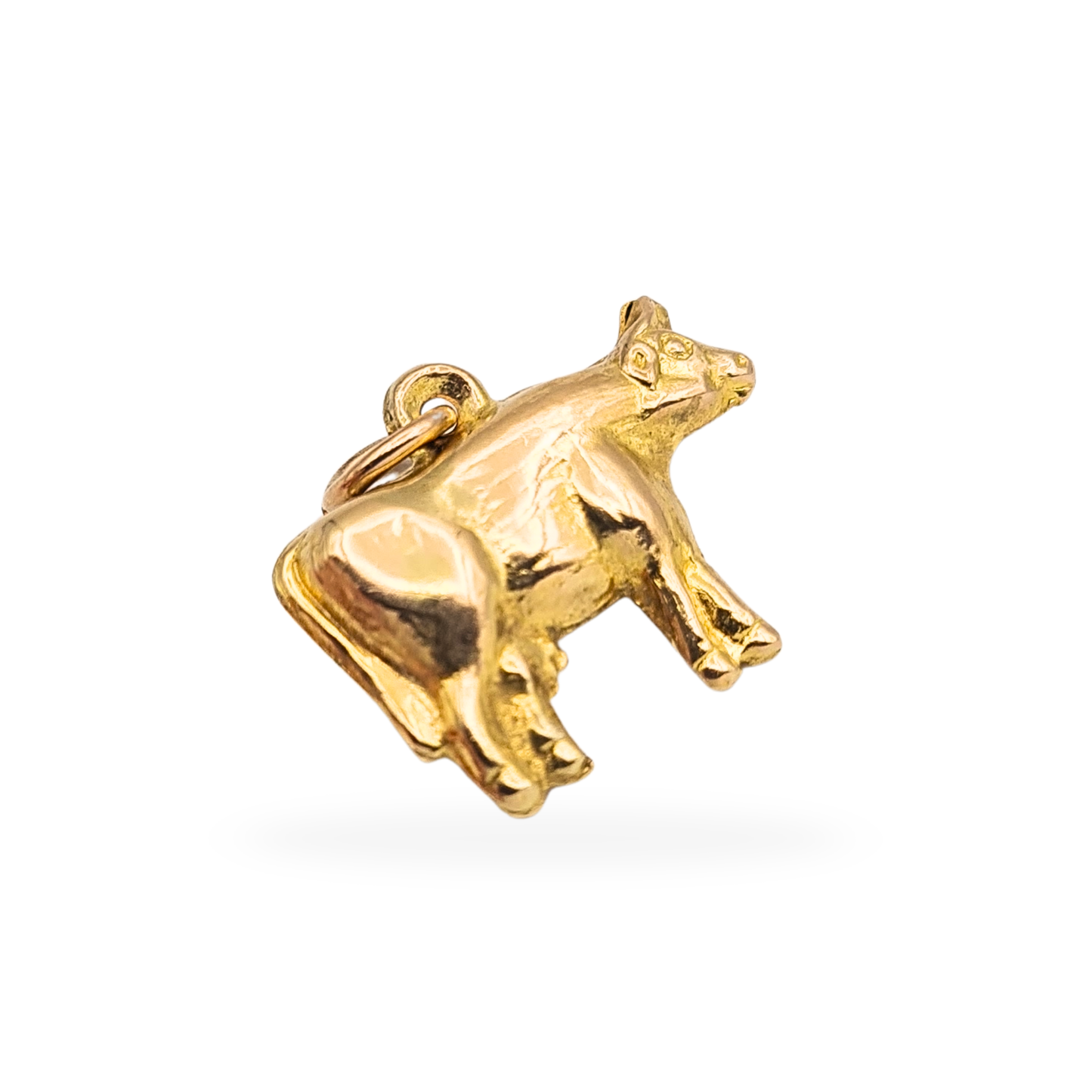 9ct Gold Cow Charm, Puffy Hollow Design