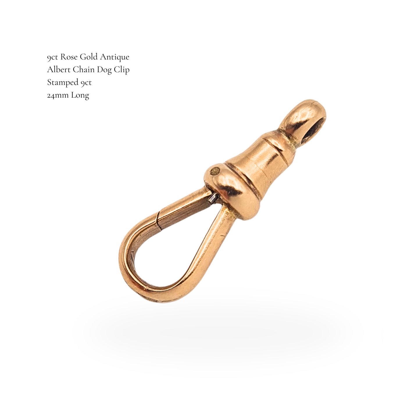 9ct Rose Gold Antique Albert Chain Dog Clip Large Gold Clasp 24mm
