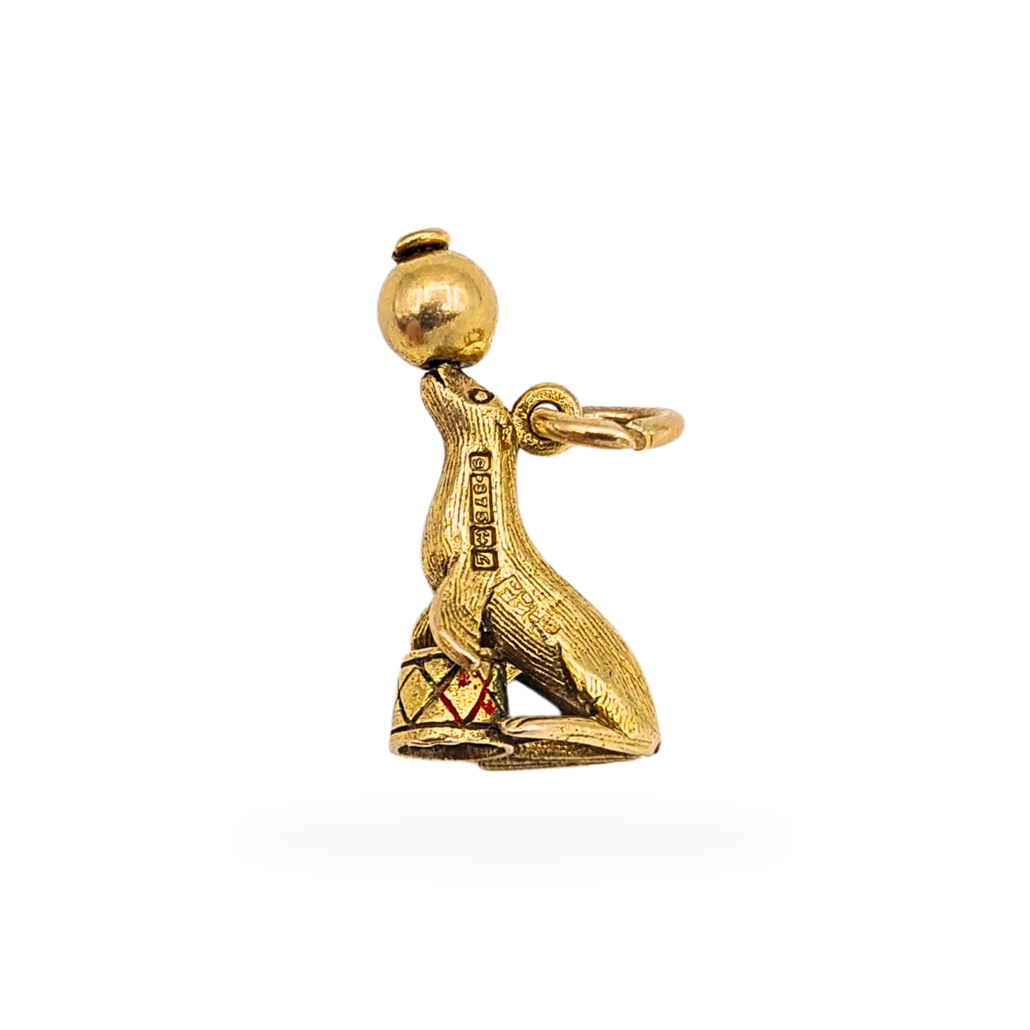 9ct Gold Circus Seal Charm, 18mm, Birmingham Hallmark