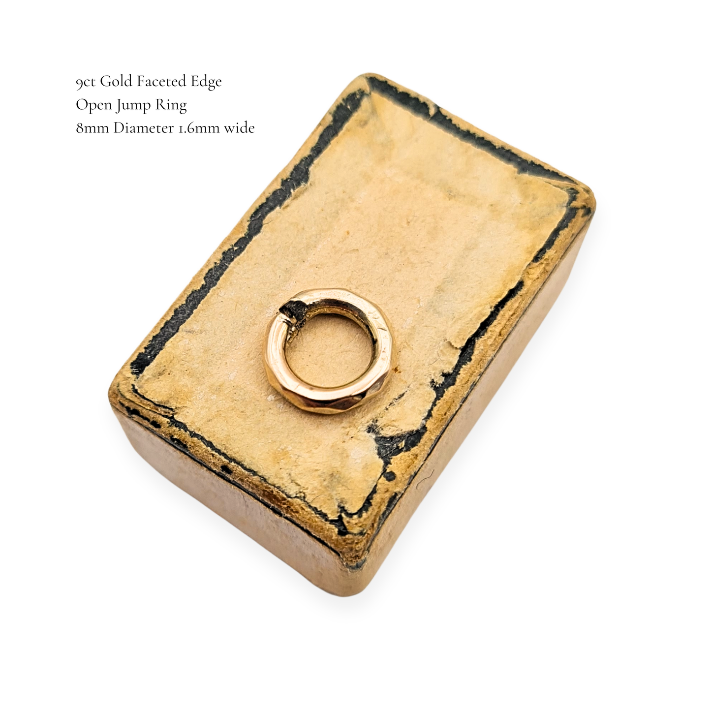 9ct Gold Faceted Jump Ring 8mm Open 1.6mm Thick