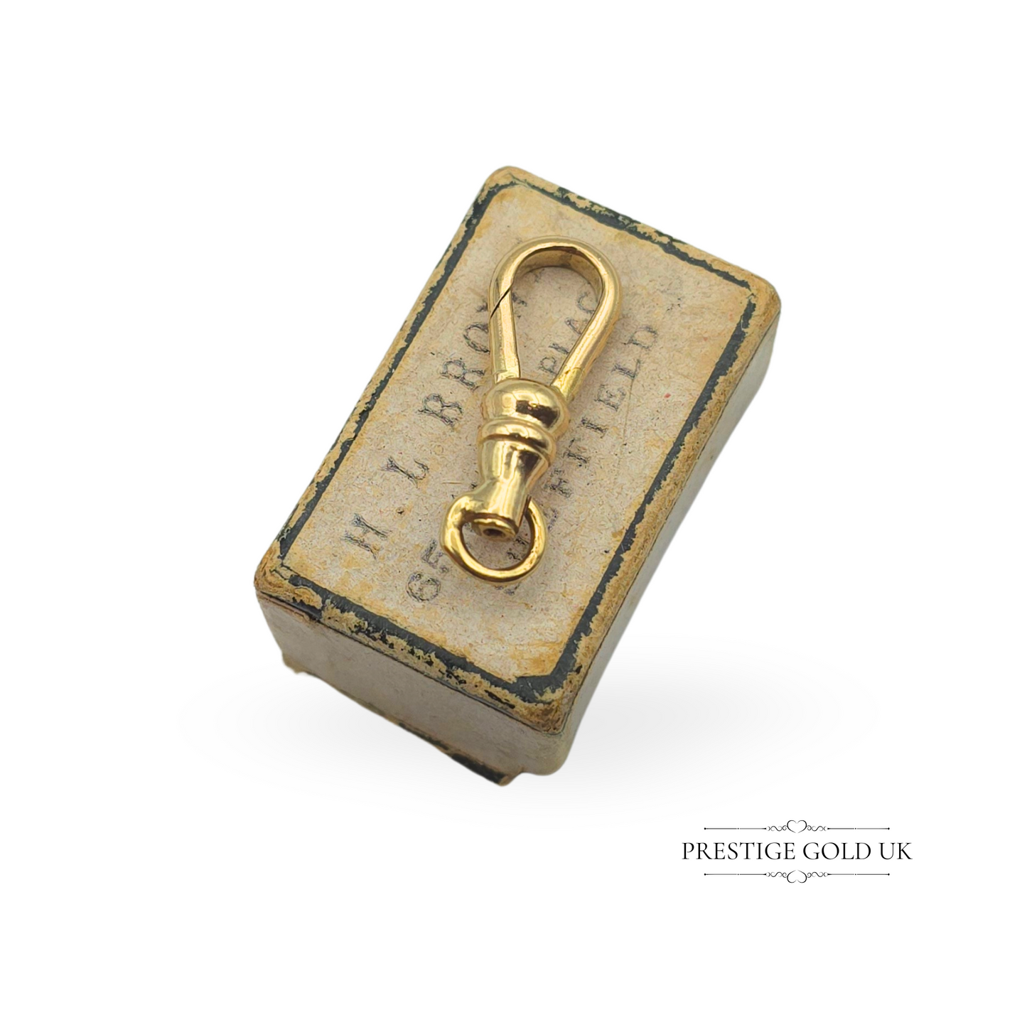Vintage 9ct Yellow Gold Dog Clip, 22mm Fixed Bolt Ring, Stamped 9ct
