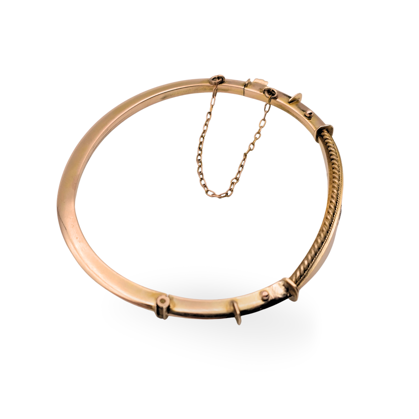 6 1/4 Inch, 9ct Gold Early 20th Century Hinged Diamond Bangle