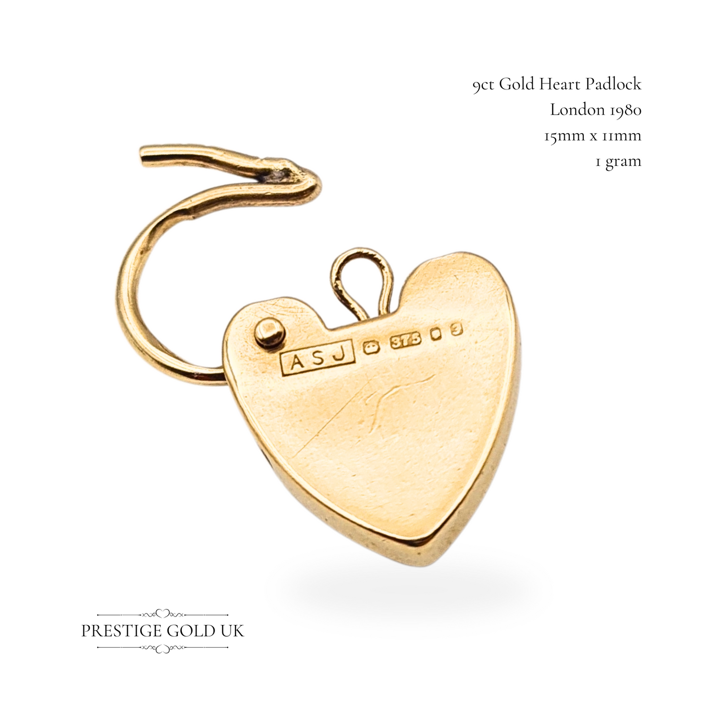Small 9ct Gold Opening Heart Padlock For Necklace or Bracelet