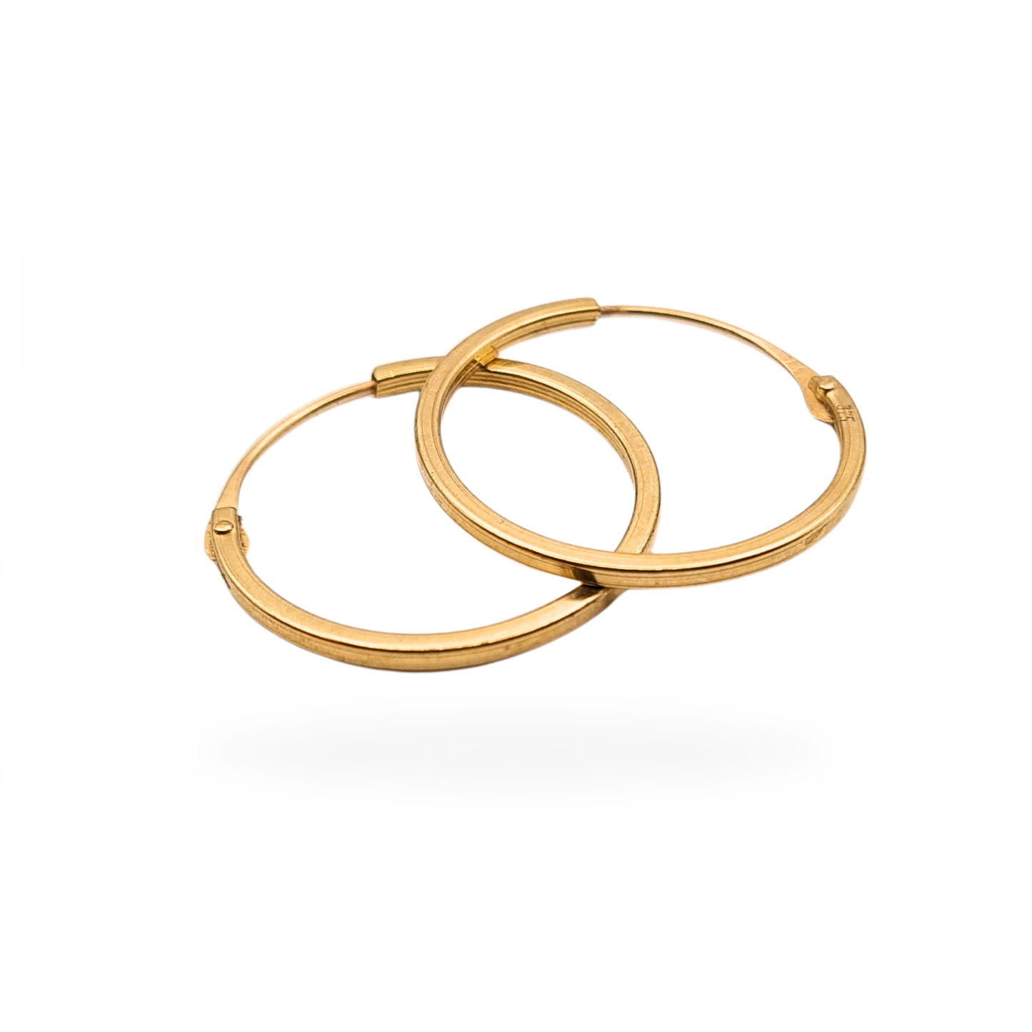 9ct Gold Sleeper Hoops, 15mm Small Hinged Earrings