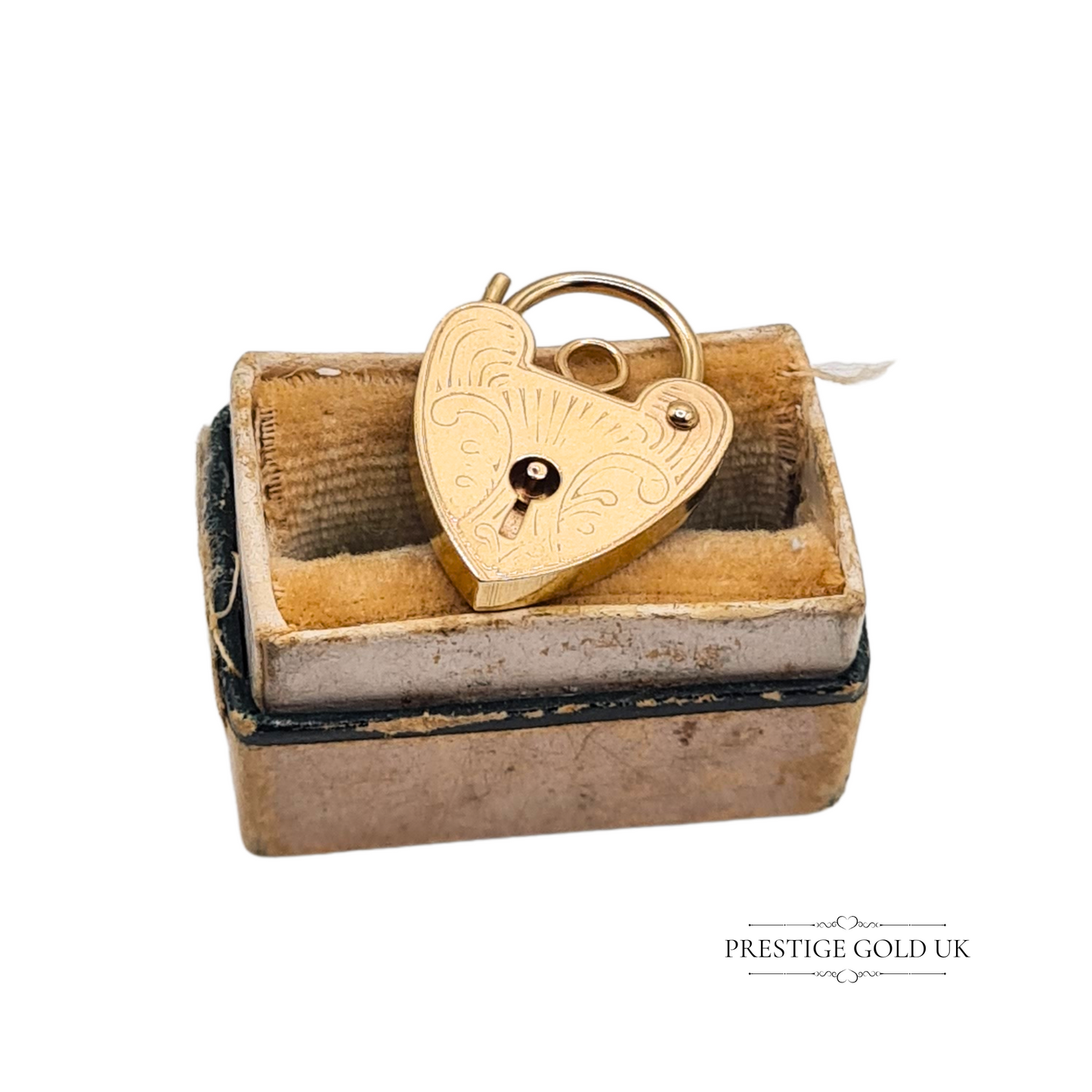 9ct Gold Heart Padlock Pendant ASJ London 1978 Hallmarked 20mm x 15mm