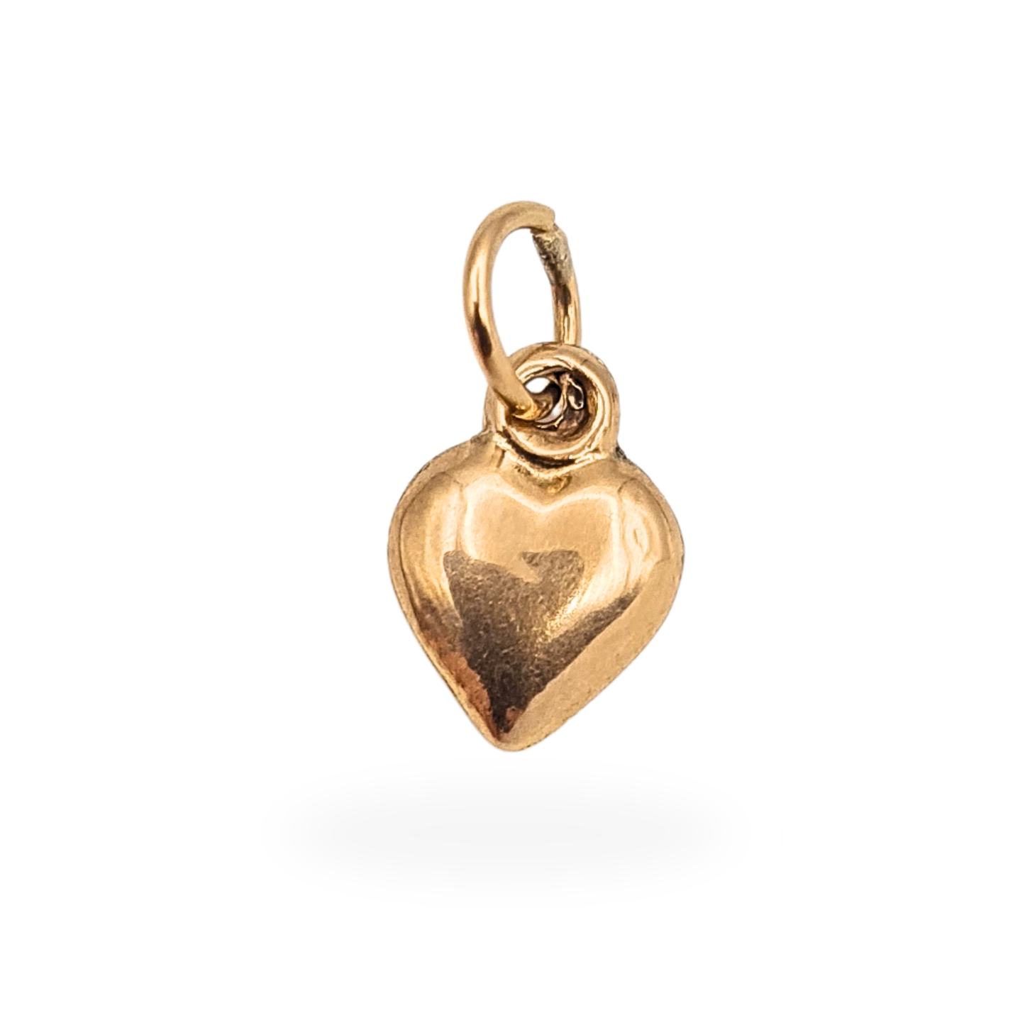 9ct Gold Puffy Heart Charm Pendant, Small Heart Drop