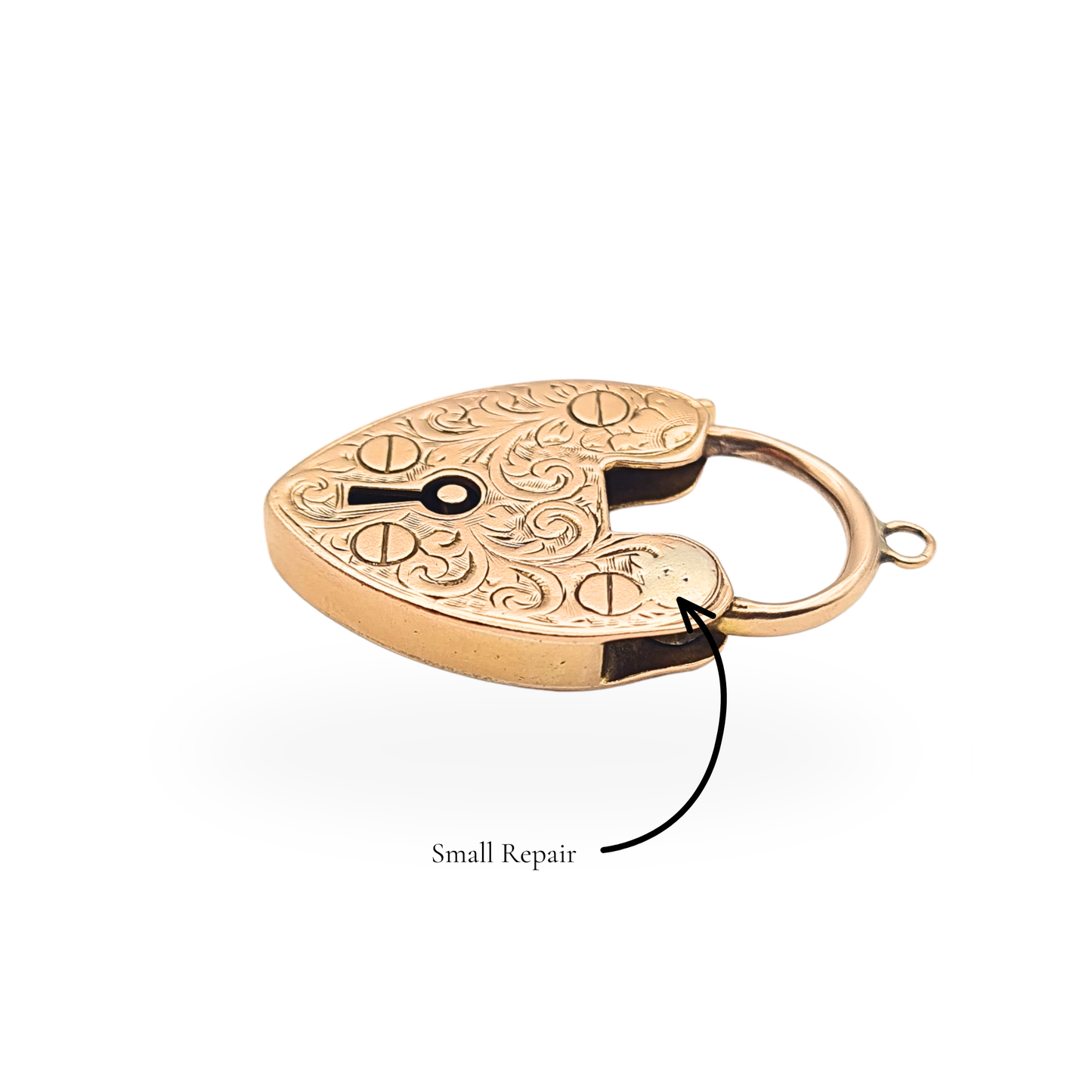 Huge 9ct Rose Gold Large Antique Heart Padlock Clasp Engraved Floral Design
