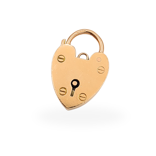 Huge Antique 9ct Rose Gold Heart Padlock Clasp Hallmarked