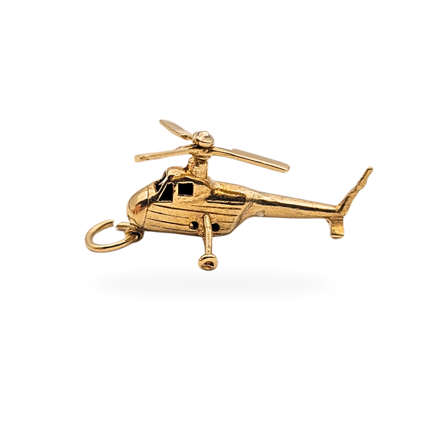 Rare 9ct Gold Helicopter Charm, Moving Blades, London 1968