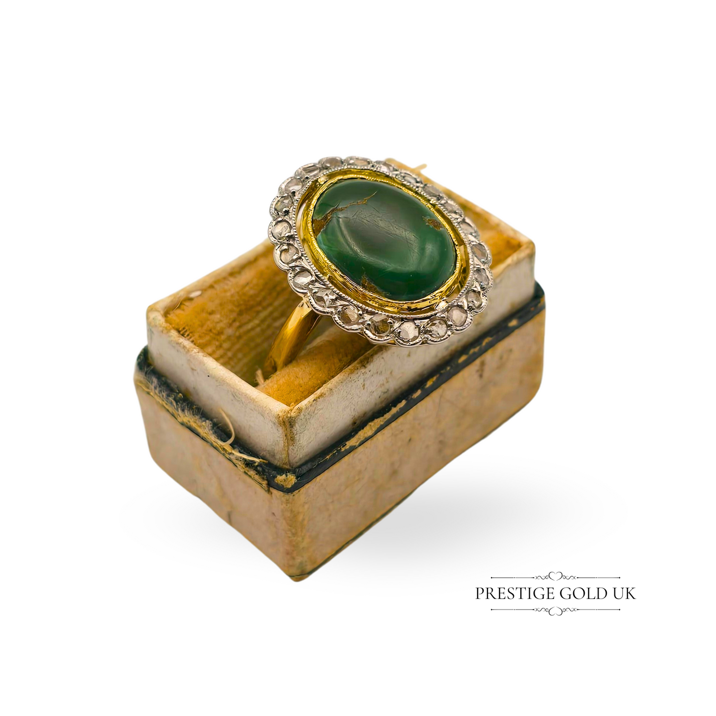 18ct Gold Oval Turquoise & Diamond Halo Cluster Ring,  UK M 1/2  US 6 3/4