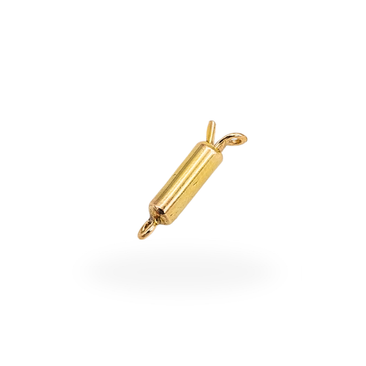 Vintage 9ct yellow gold tiny push fit barrel clasp stamped 9ct for necklace or bracelet repair