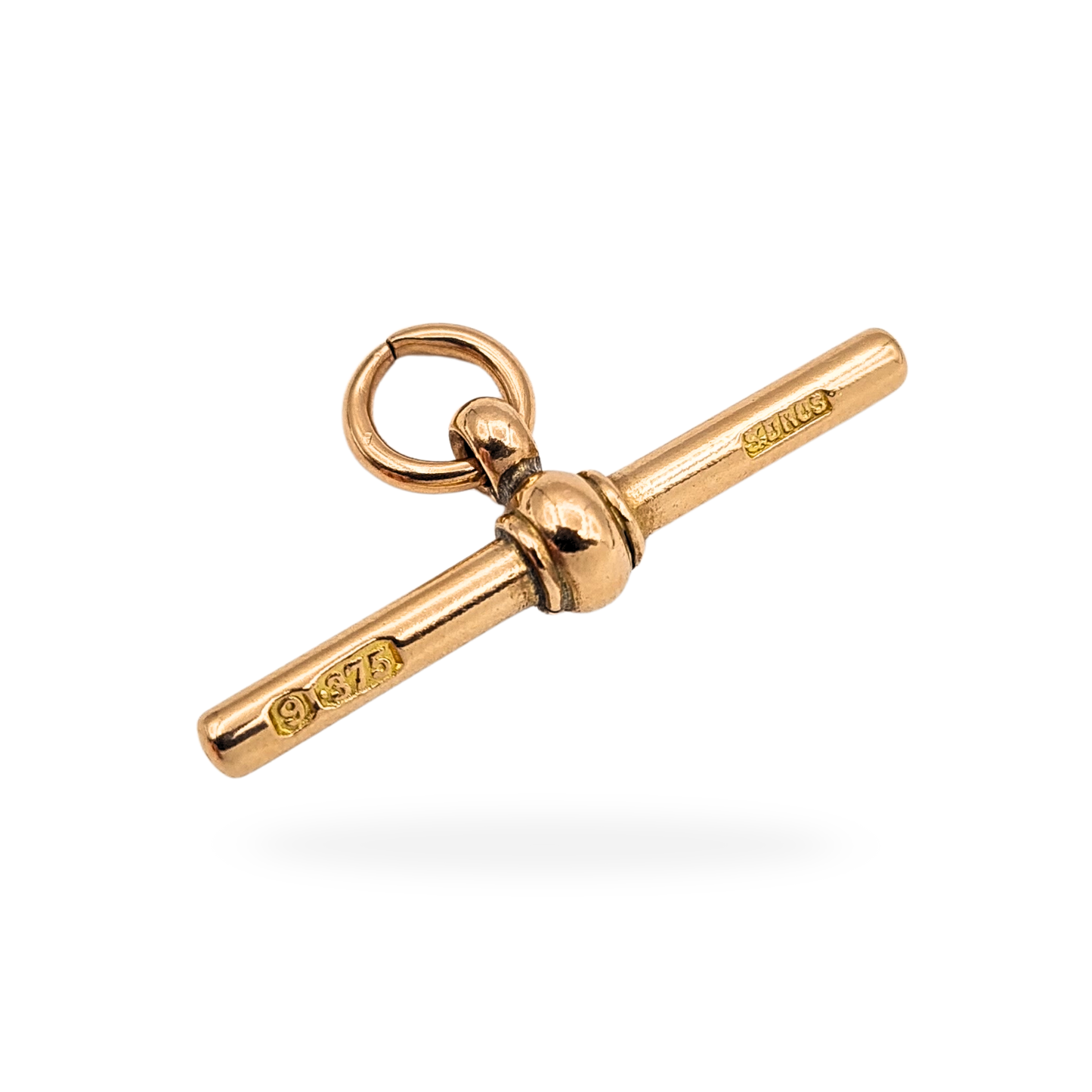 Antique 9ct Solid  Rose Gold Albert T Bar, Stamped 375