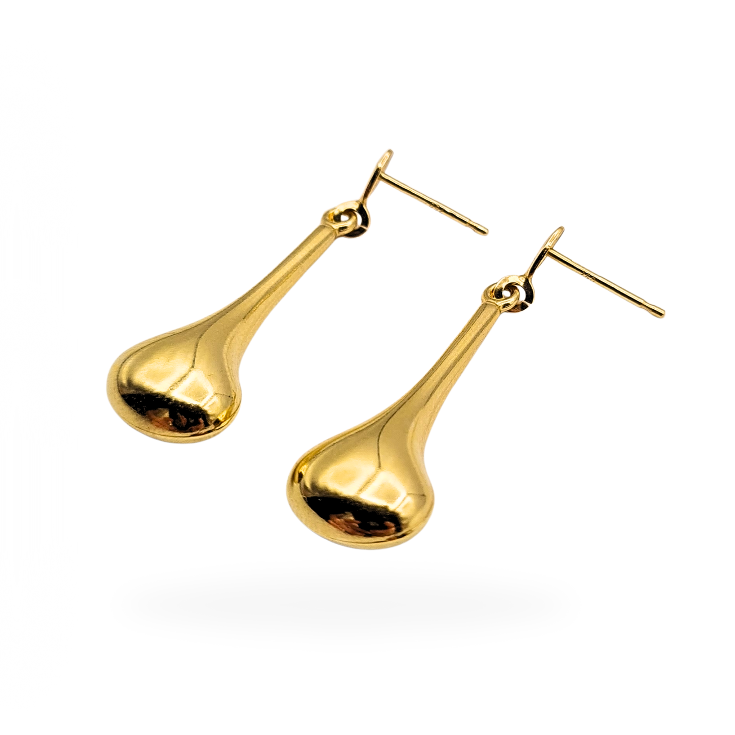18ct Long Gold Teardrop Earrings, Hallmarked Vintage 30mm Drop