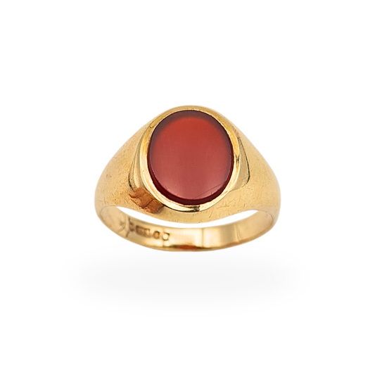 9ct Gold Carnelian Pinky Signet  Ring UK I 1/2, US 4 1/2 Hallmarked London