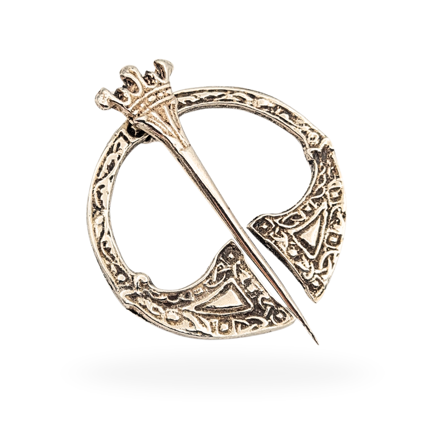Silver Celtic Kilt Pin, Crown Design, Stamped Silver
