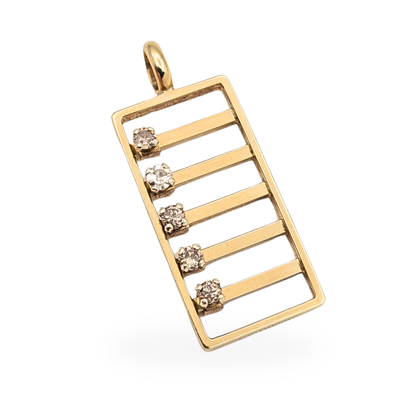 Solid 9k Gold Diamond Set Abacus Pendant Vintage Moving Stones Charm