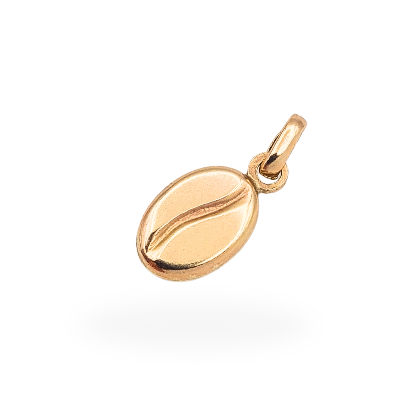 9ct Gold Coffee Bean Charm Pendant Tiny Satin Finish