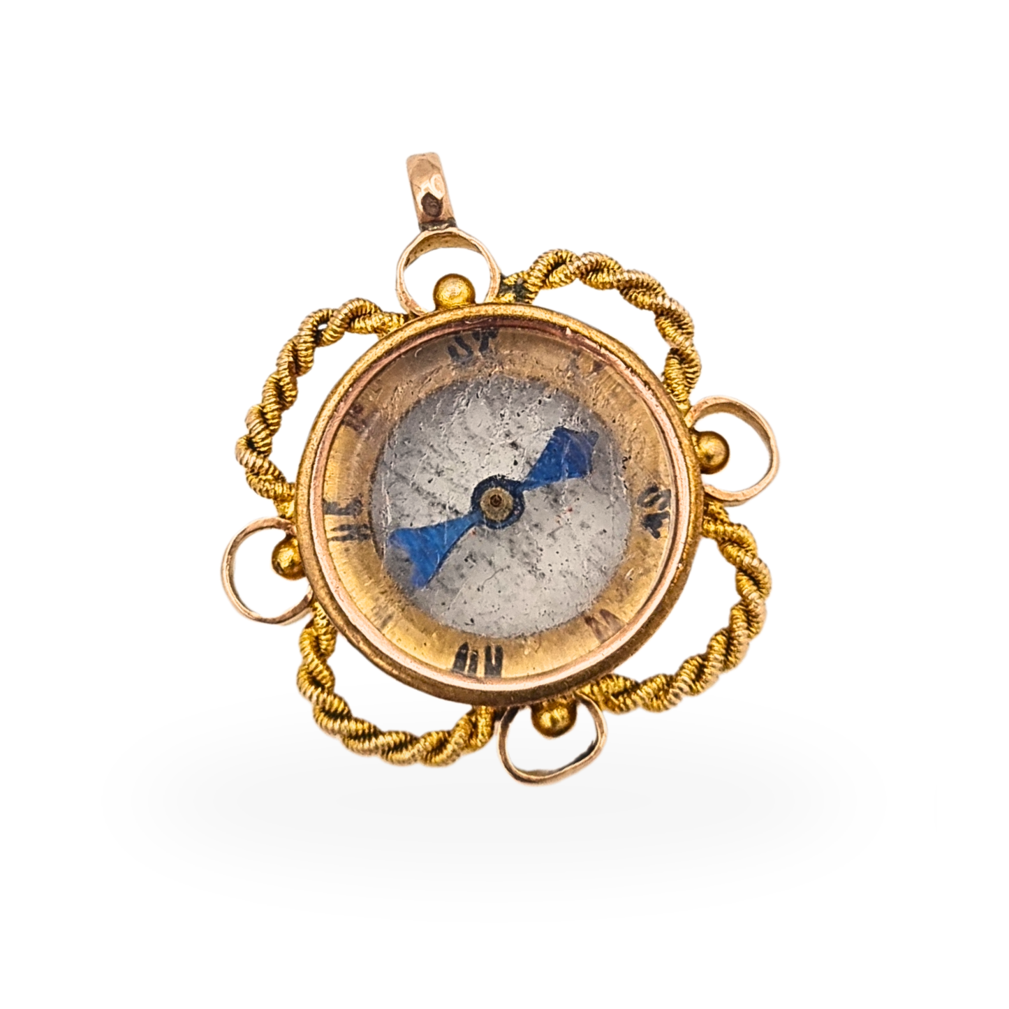 Antique 9ct Rose Gold Compass Pendant Chester 1896 Hallmarked