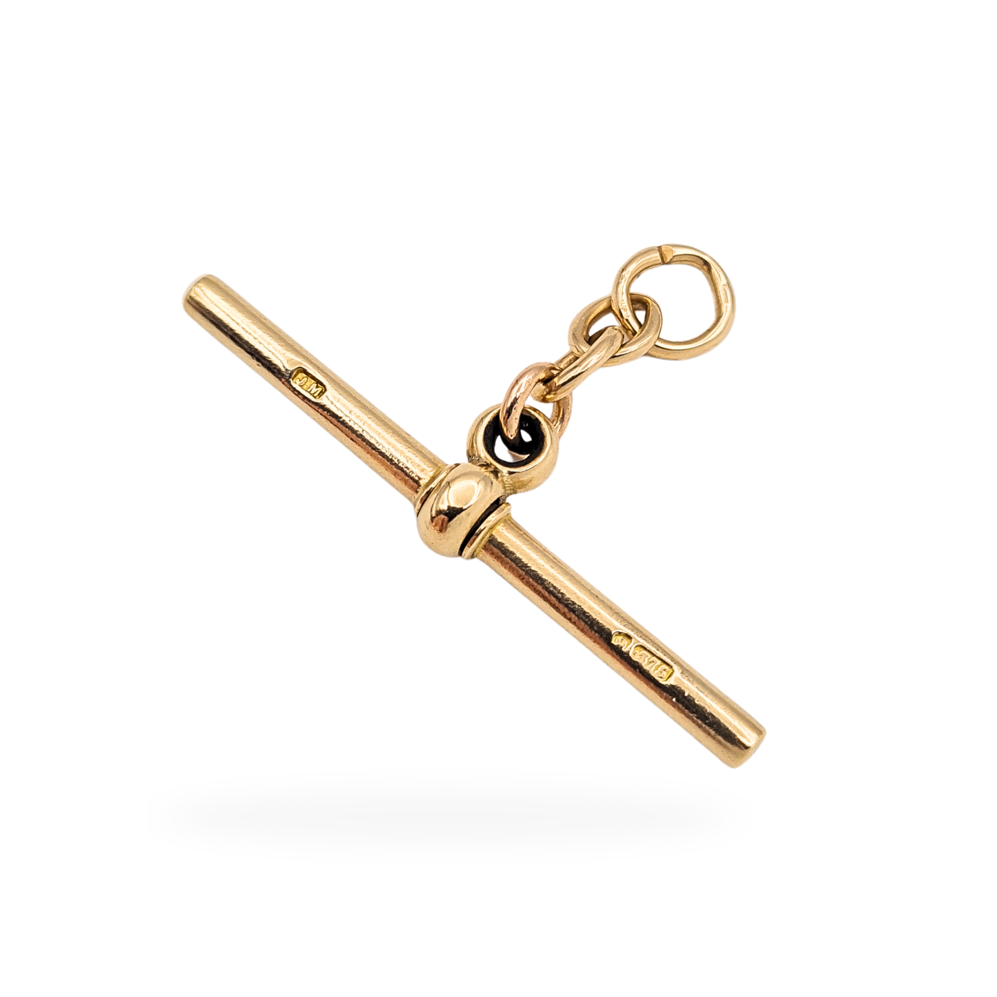 Large Heavy 9ct Yellow Gold Spinning T Bar Pendant Solid Gold
