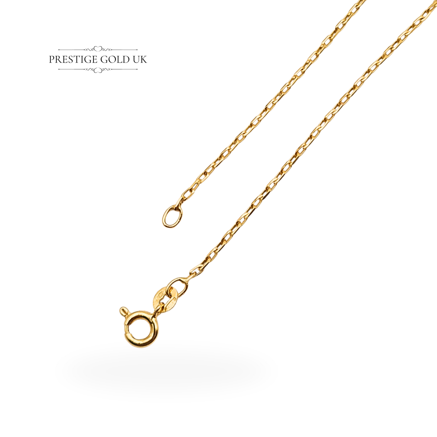 16" 9ct Gold Tiny Trace Chain,  Anchor Link Necklace Spring Ring Clasp