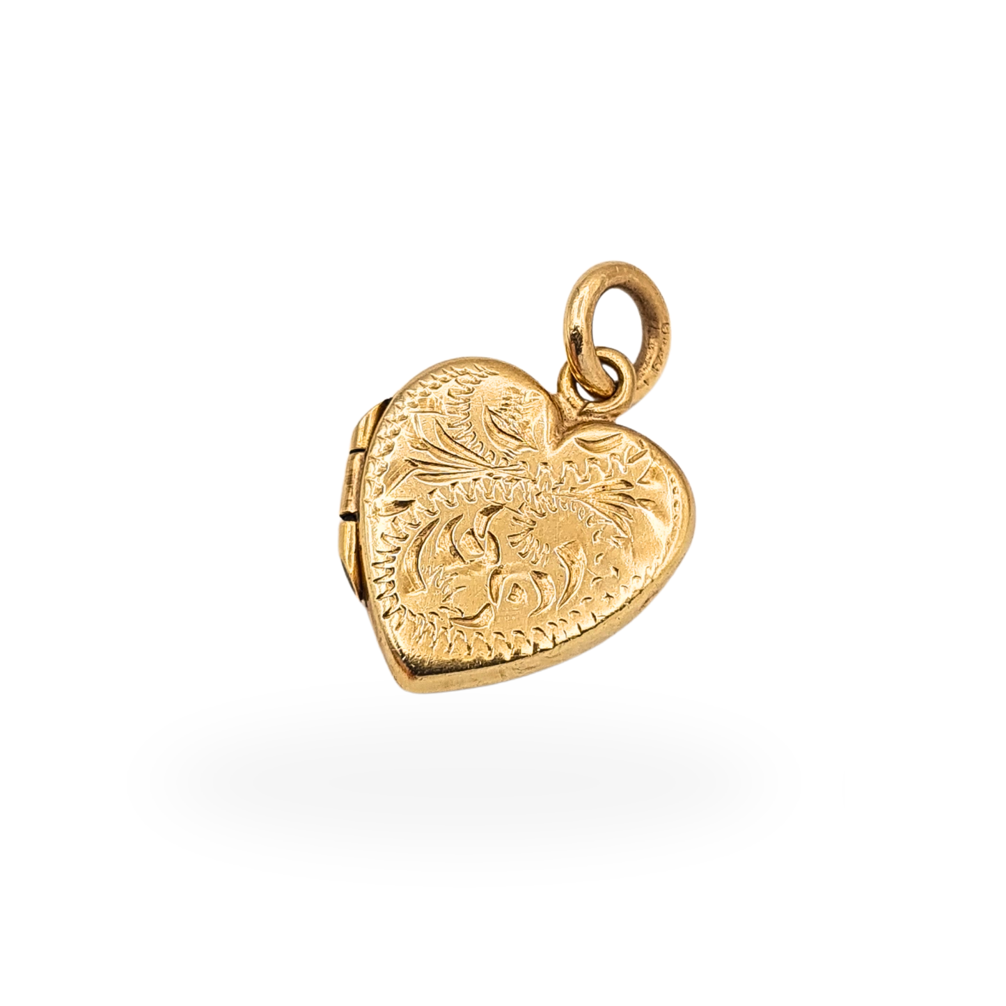 9ct Gold Heart Photo Locket Pendant Engraved Birmingham Hallmarked