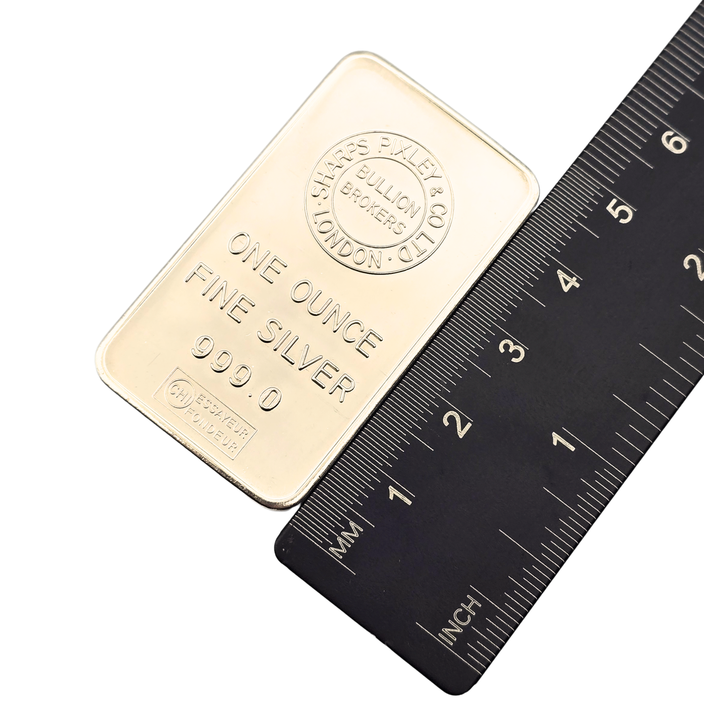 999 Fine Silver Sharps Pixley London 1oz Bullion Bar, Vintage Investment Bar