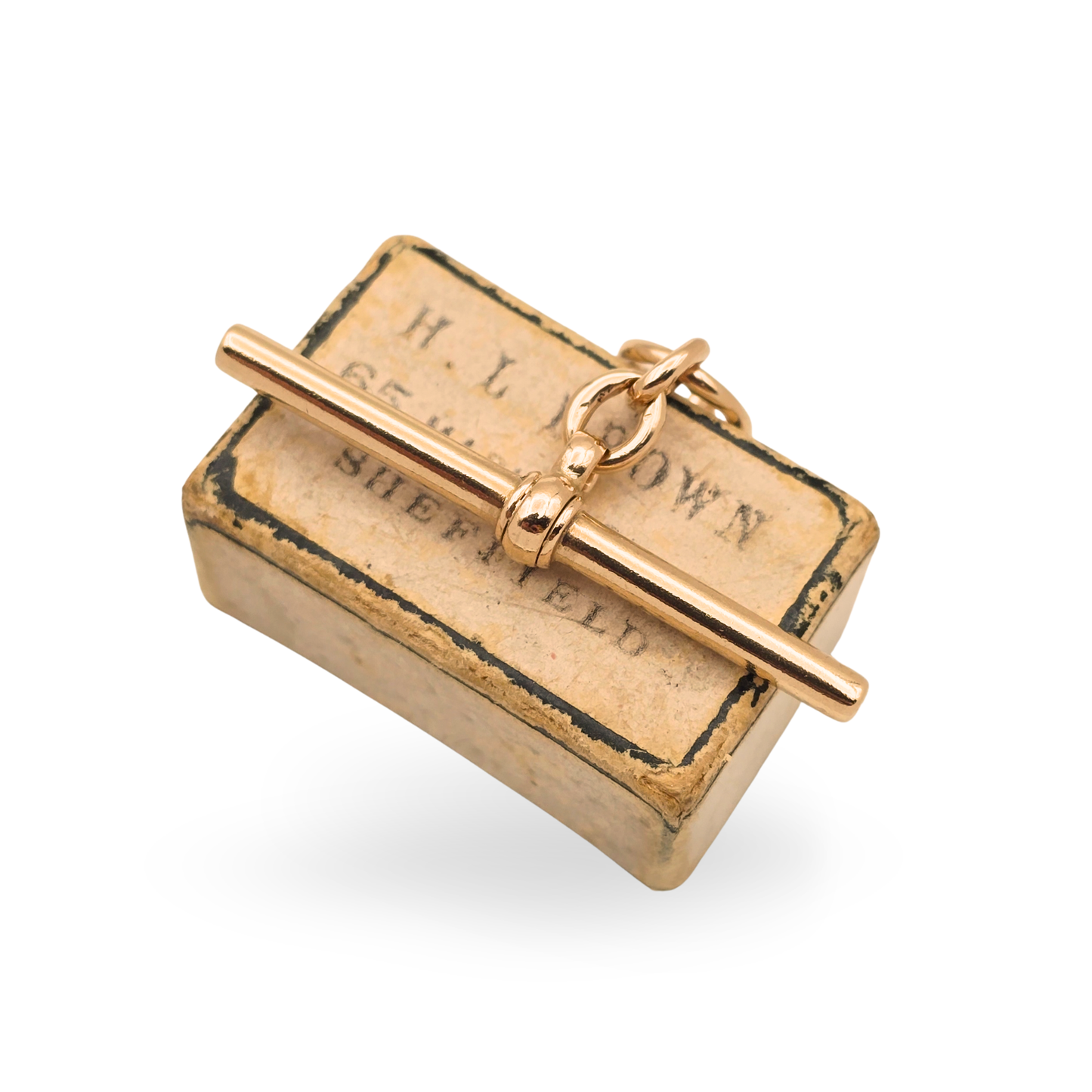 9ct Rose Gold Albert T Bar, 35mm, Birmingham, John Goffe & Son