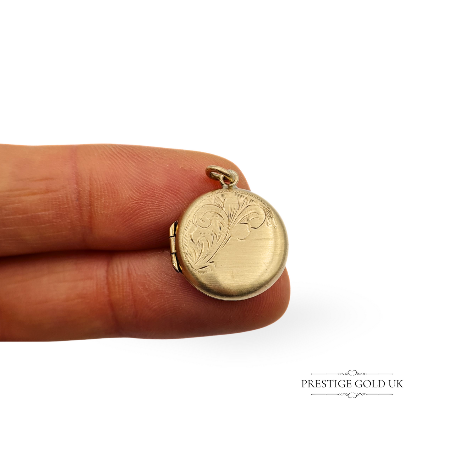 Vintage 1950s 9ct Gold Photo Locket, Engraved Floral Design