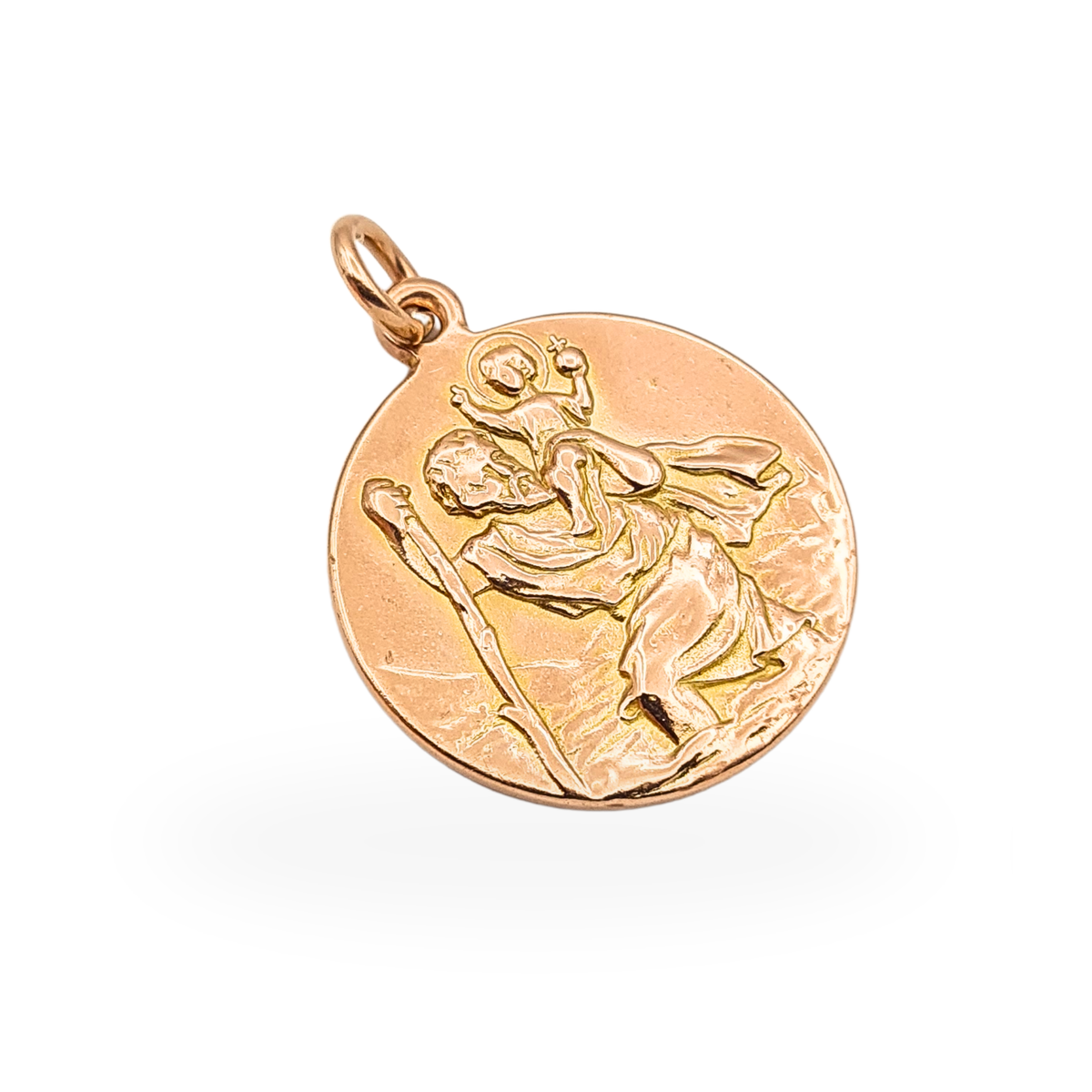 9ct Rose Gold St Christopher Pendant Large Solid Gold Religious Medal