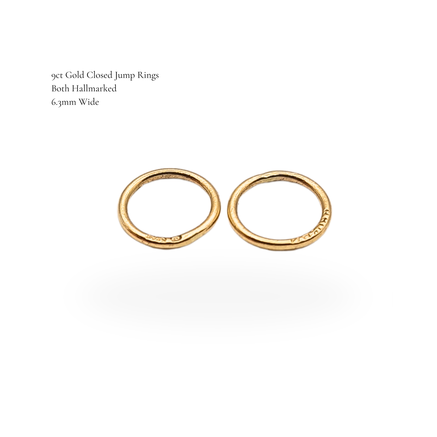 6mm Vintage Pair 9ct Gold Closed Jump Rings Stamped 375