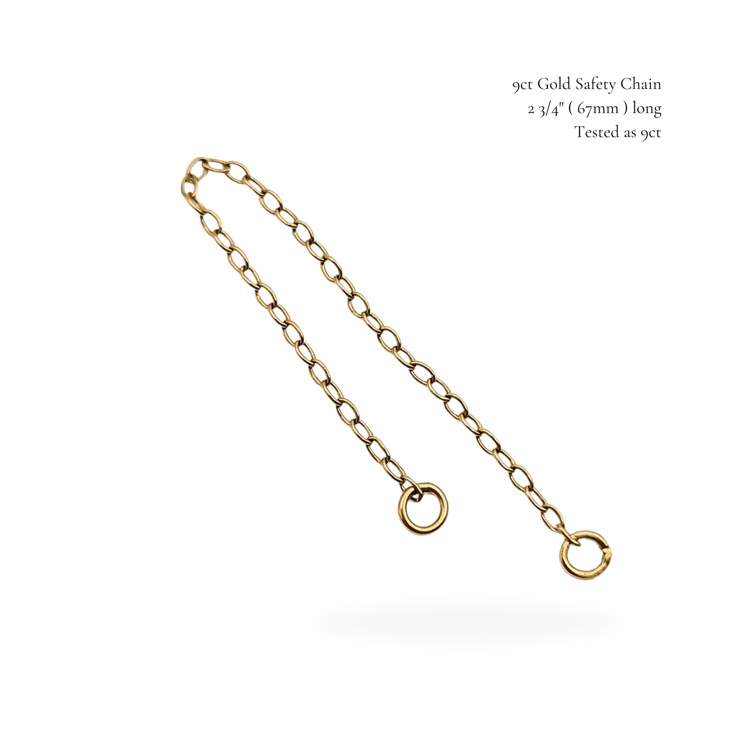 9ct Gold Safety Chain, 2 3/4" (67mm) Solid Yellow Gold