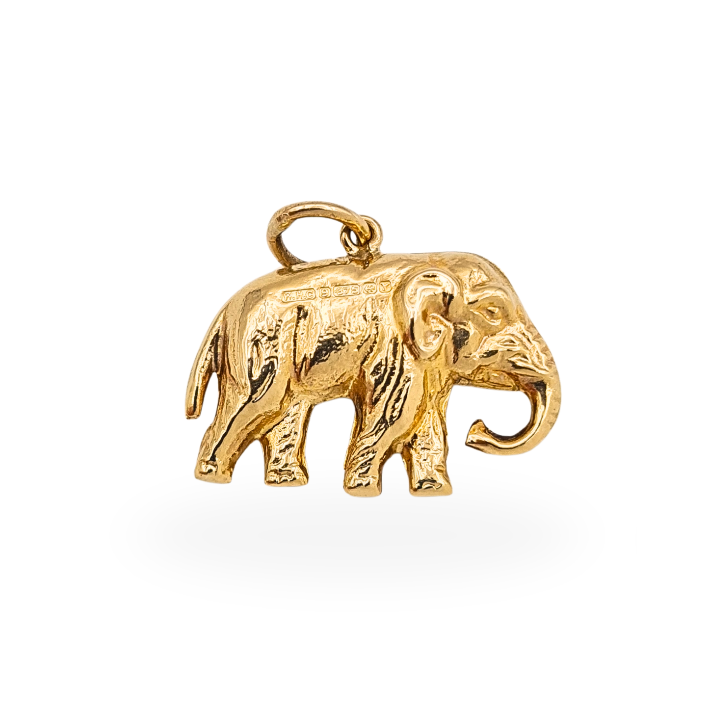 Vintage 9ct Gold Puffy Elephant Charm Pendant Hallmarked 1973
