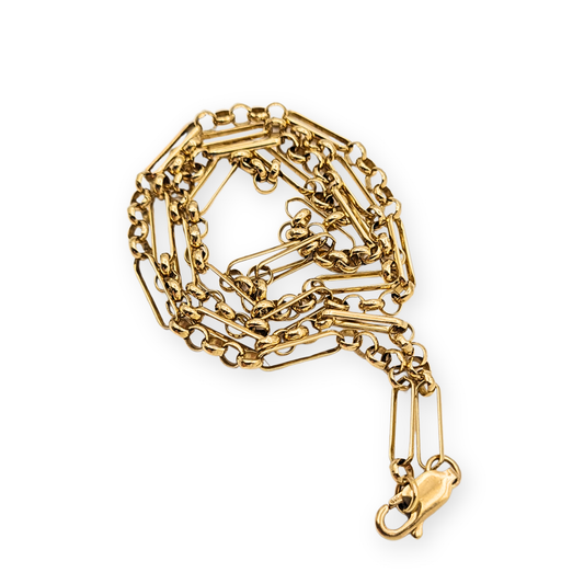 18.5" Gold Paperclip Belcher Chain Necklace 47cm Hallmarked